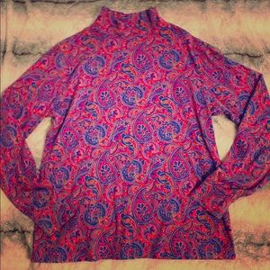 Turtle neck paisley long sleeve shirt small